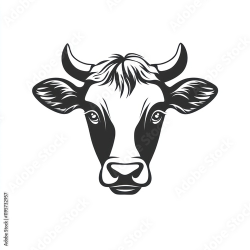 Vintage cow head illustration on white background photo