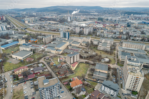 Iasi aerial urban cityscape in Romania. photo