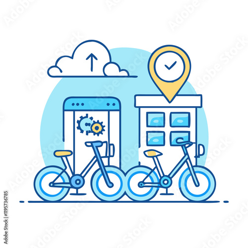 bicycle rental station vector icon, bicycle rental station vector illustration-simple illustration of bicycle rental station, perfect for bicycle rental station logos and icons and themed design 