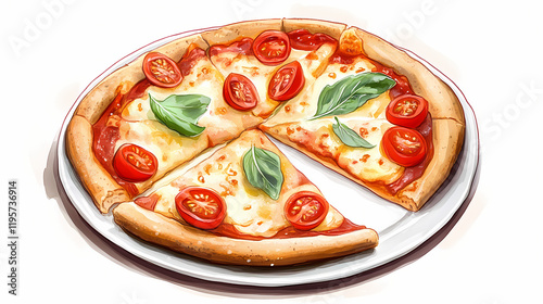 Pizza plat repas tomate italie ia Seaglade. Illustration photo