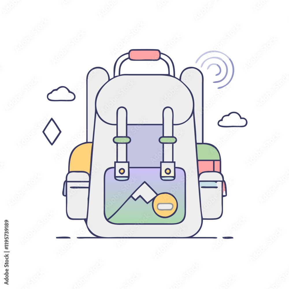 Obraz premium backpack with gear vector icon, backpack with gear vector illustration-simple illustration of backpack with gear, perfect for backpack with gear logos and icons and themed design 