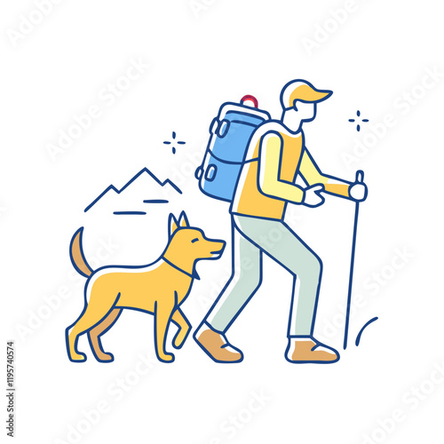 hiking with dog vector icon, hiking with dog vector illustration-simple illustration of hiking with dog, perfect for hiking with dog logos and icons and themed design  photo