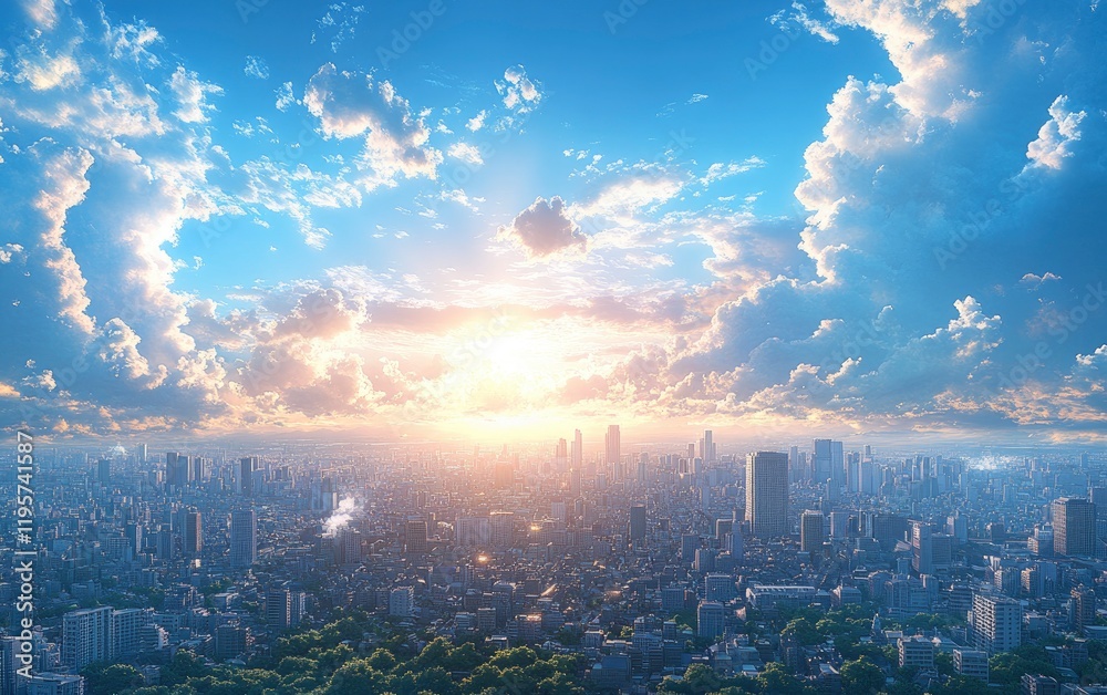 Fototapeta premium sunset in the mountains city