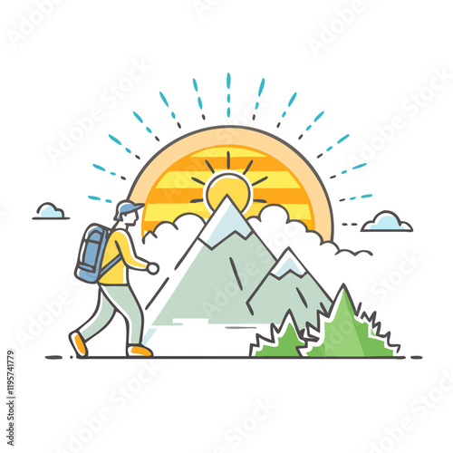 sunrise hike vector icon, sunrise hike vector illustration-simple illustration of sunrise hike, perfect for sunrise hike logos and icons and themed design  photo