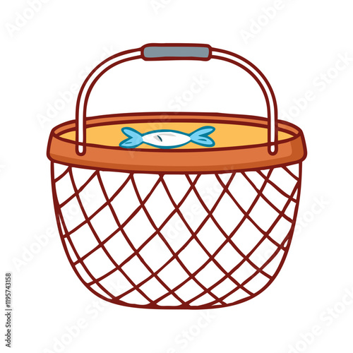 fishing creel basket vector icon, fishing creel basket vector illustration-simple illustration of fishing creel basket, perfect for fishing creel basket logos and icons and themed design 