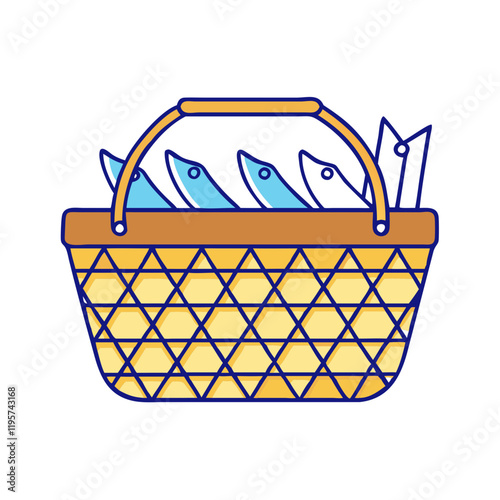 fishing creel basket vector icon, fishing creel basket vector illustration-simple illustration of fishing creel basket, perfect for fishing creel basket logos and icons and themed design 