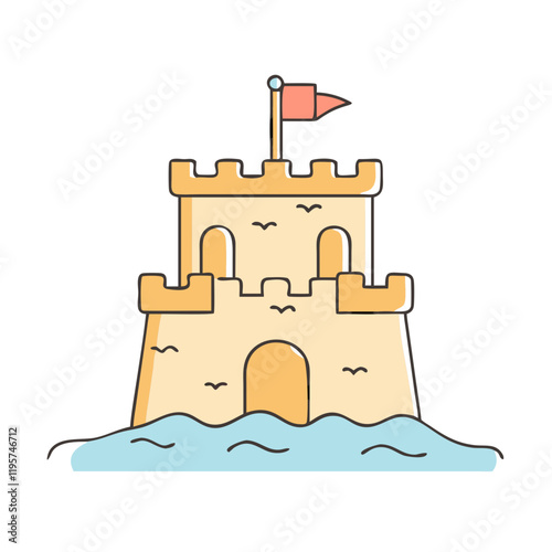 sandcastle on the beach vector icon, sandcastle on the beach vector illustration-simple illustration of sandcastle on the beach, perfect for sandcastle on the beach logos and icons and themed design  photo