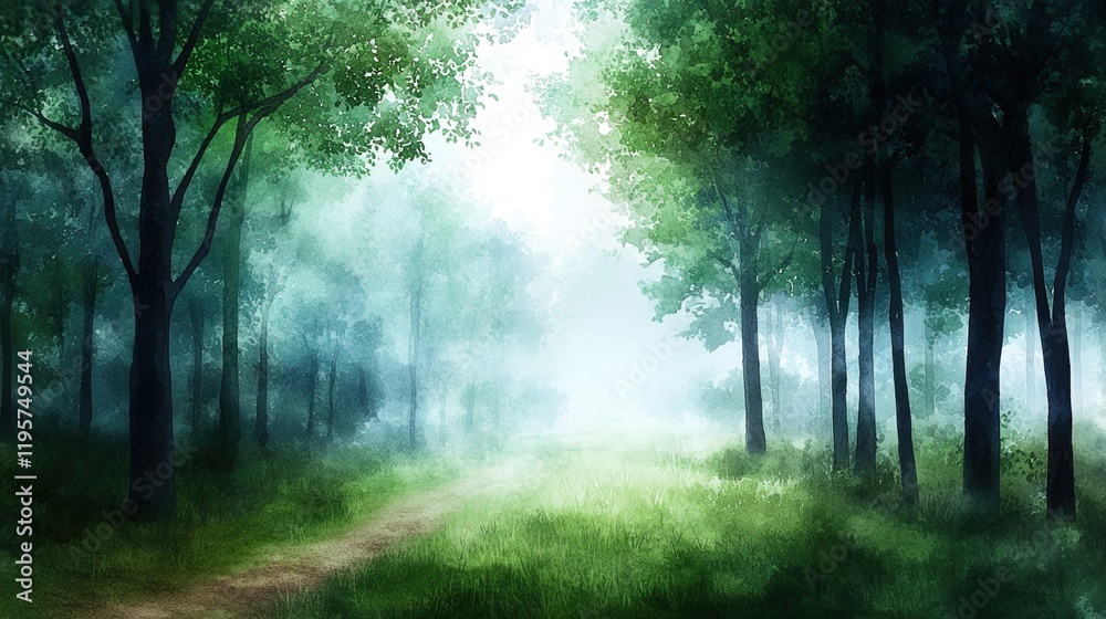 Fototapeta premium A forest with a path through it