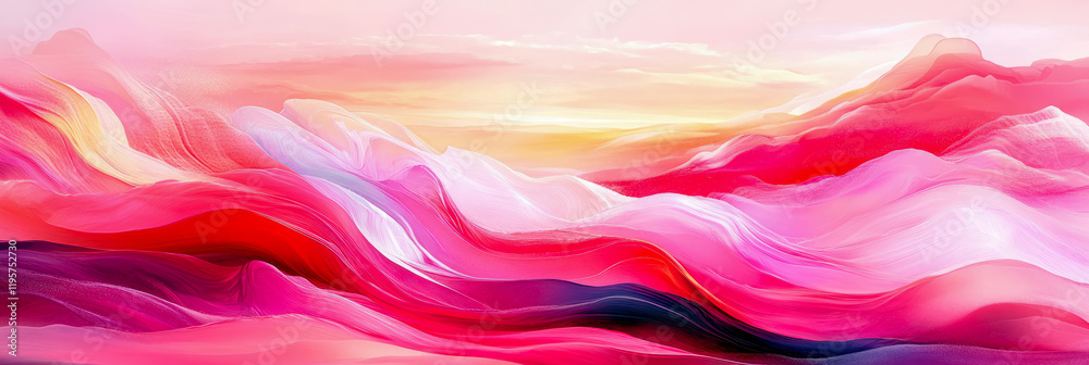 Abstract Pink and Red Landscape: A Serene Digital Painting of Flowing Hills and Sunset Hues Abstract Pink and Red Landscape: A Serene Digital Painting of Flowing Hills and Sunset Hues