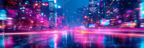 Wallpaper Mural Neon City Nightscape: Rain-slicked Streets and Vibrant Lights Torontodigital.ca