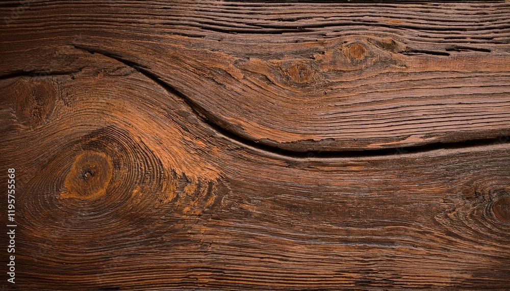 Naklejka premium Rich, dark brown wood grain texture. Knots and grain patterns create a rustic feel.