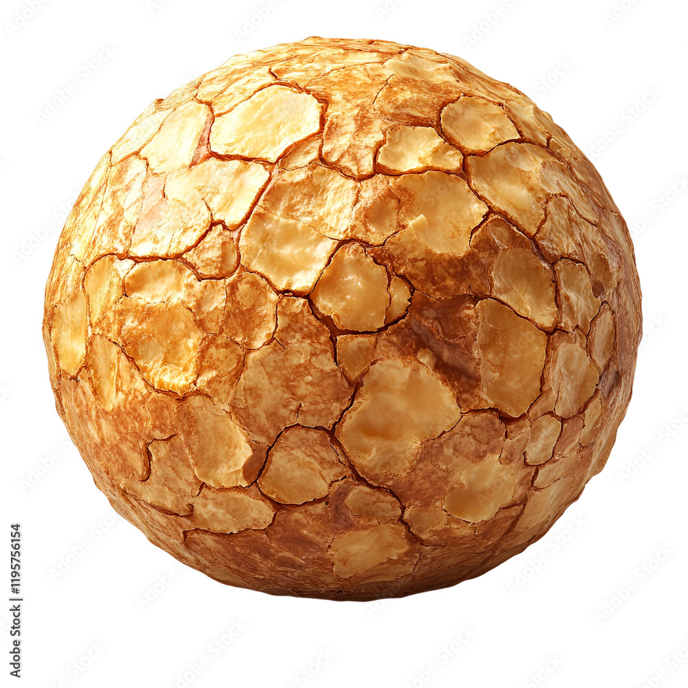 Obraz premium Golden Cracked Sphere Texture Transparent Background.