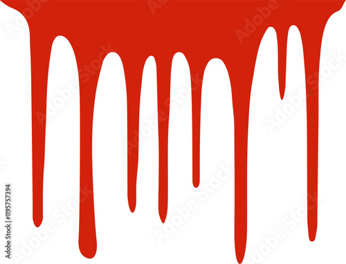 Dripping Red Paint or Ink. viscous liquid silhouette Vector Design Element