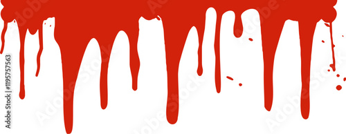 Dripping Red Paint or Ink. viscous liquid silhouette Vector Design Element