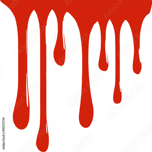 Dripping Red Paint or Ink. viscous liquid silhouette Vector Design Element