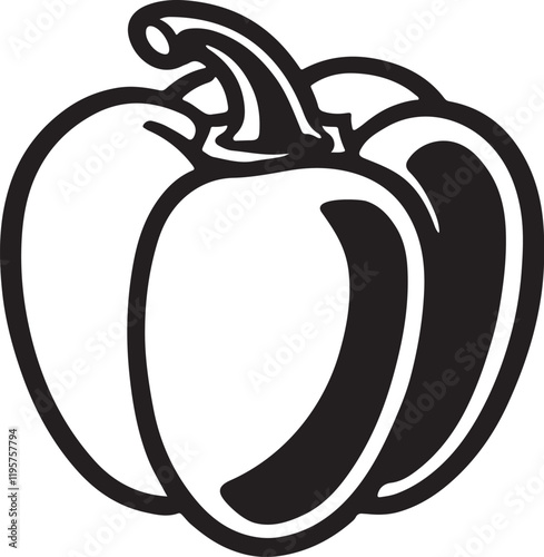 Silhouette of a bell pepper, ideal for healthy food, farming, organic produce, cooking, and vegetable-themed vector illustrations. Editable EPS format.