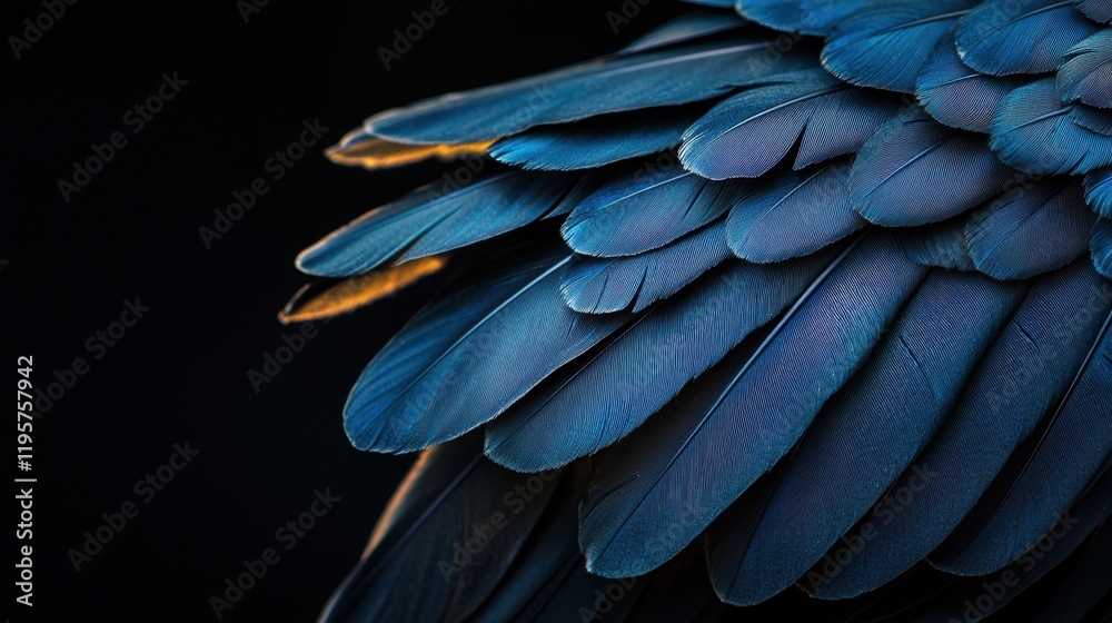 Obraz premium A close up of a bird's wing with blue feathers