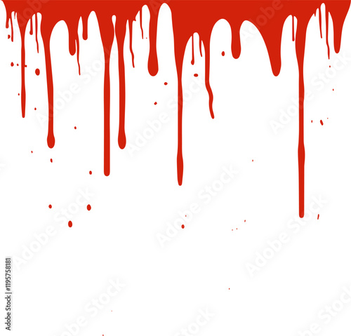 Dripping Red Paint or Ink. viscous liquid silhouette Vector Design Element
