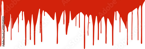 Dripping Red Paint or Ink. viscous liquid silhouette Vector Design Element