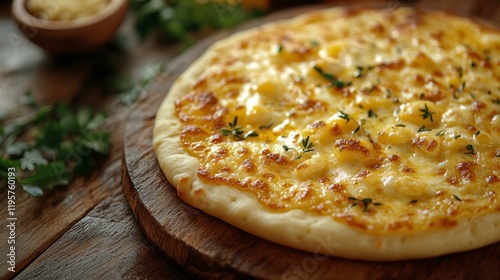 Golden Cheese Naan on Rustic Wooden Background 28