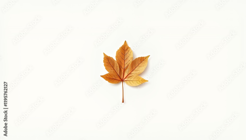 Single Dried Maple Leaf on White Background Autumnal Minimalist Design Element for Greeting Card Single Dried Maple Leaf on White Background Autumnal Minimalist Design Element for Greeting Card
