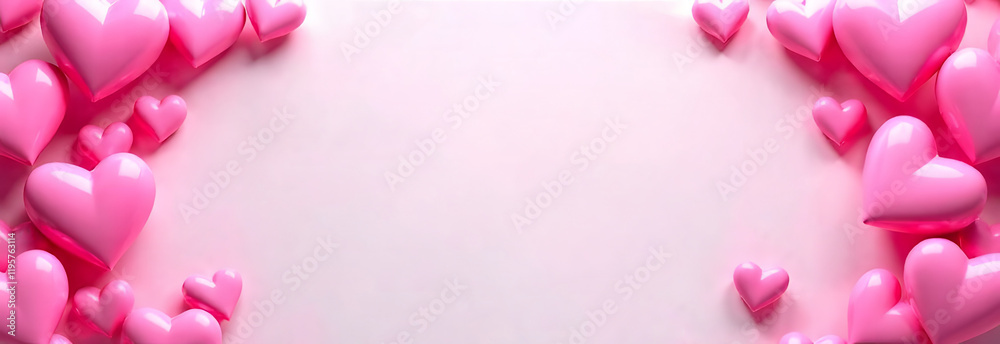Mockup banner with pink hearts on white background with space for text. Mockup banner with pink hearts on white background with space for text.