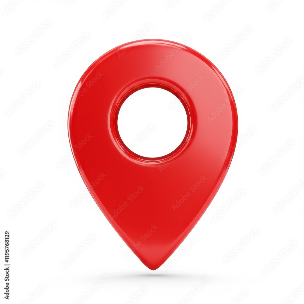 A red map address location pin pointer 3D icon isolated on white background A red map address location pin pointer 3D icon isolated on white background