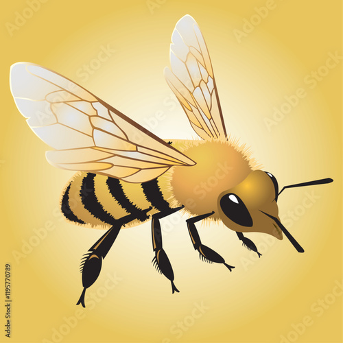 A vector graphic illustration of a fuzzy bumblebee. 