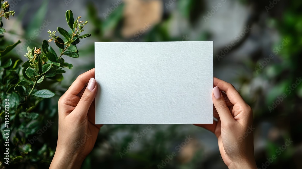 Minimalist Hands Holding Blank Card with Green Leaves and Rustic Twine 17 Minimalist Hands Holding Blank Card with Green Leaves and Rustic Twine 17
