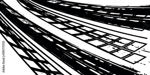 tire tracks in perspective view. Vector illustration isolated on white background