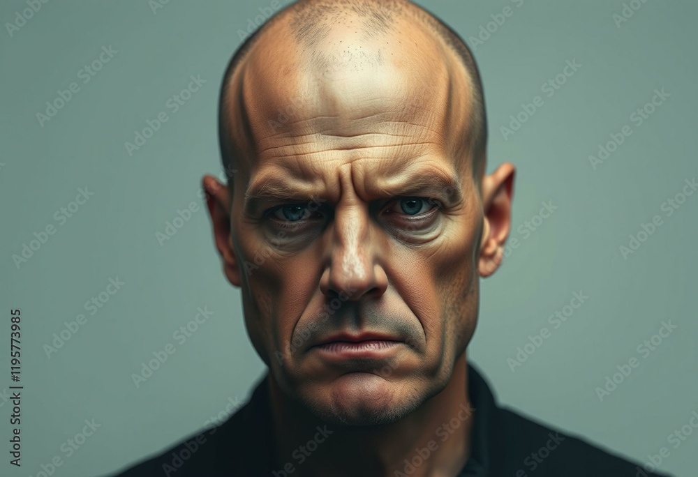 Bald man with solemn expression Bald man with solemn expression