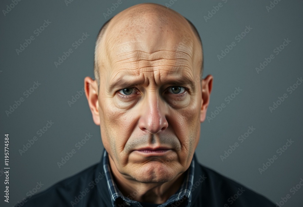 Portrait of a bald man with a solemn expression Portrait of a bald man with a solemn expression