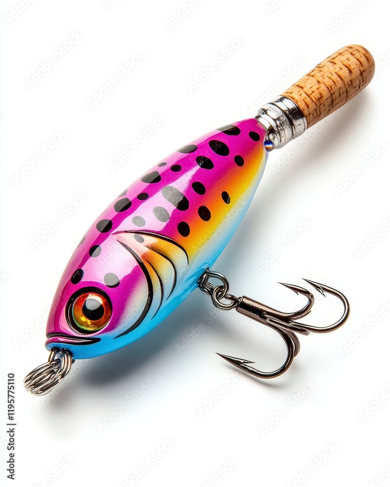 Colorful Fishing Lure with Hook and Wooden Handle for Anglers Colorful Fishing Lure with Hook and Wooden Handle for Anglers