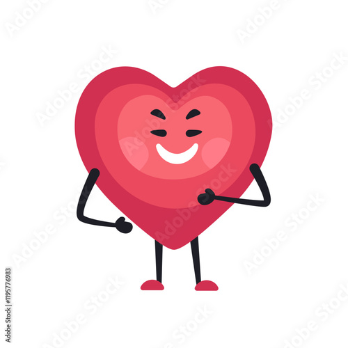Cute Heart Character Emotion Cartoon Adorable Mascot. Vector illustration for Valentines Day designs, love-themed projects, and emotional content.  