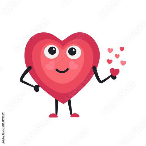Cute Heart Character Emotion Cartoon Adorable Mascot. Vector illustration for Valentines Day designs, love-themed projects, and emotional content.  