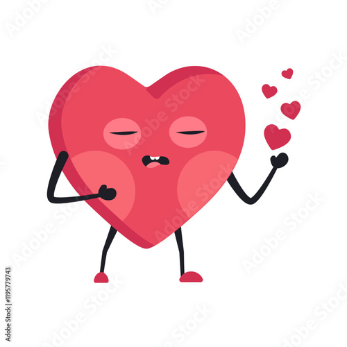 Cute Heart Character Emotion Cartoon Adorable Mascot. Vector illustration for Valentines Day designs, love-themed projects, and emotional content.  