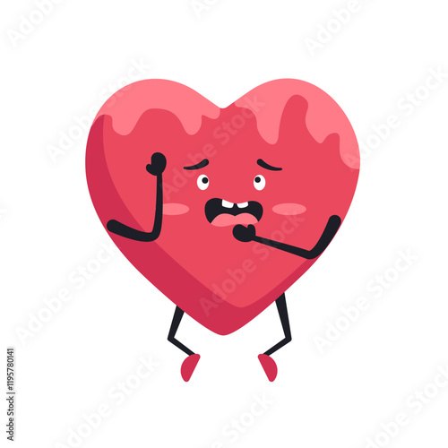 Cute Heart Character Emotion Cartoon Adorable Mascot. Vector illustration for Valentines Day designs, love-themed projects, and emotional content.  