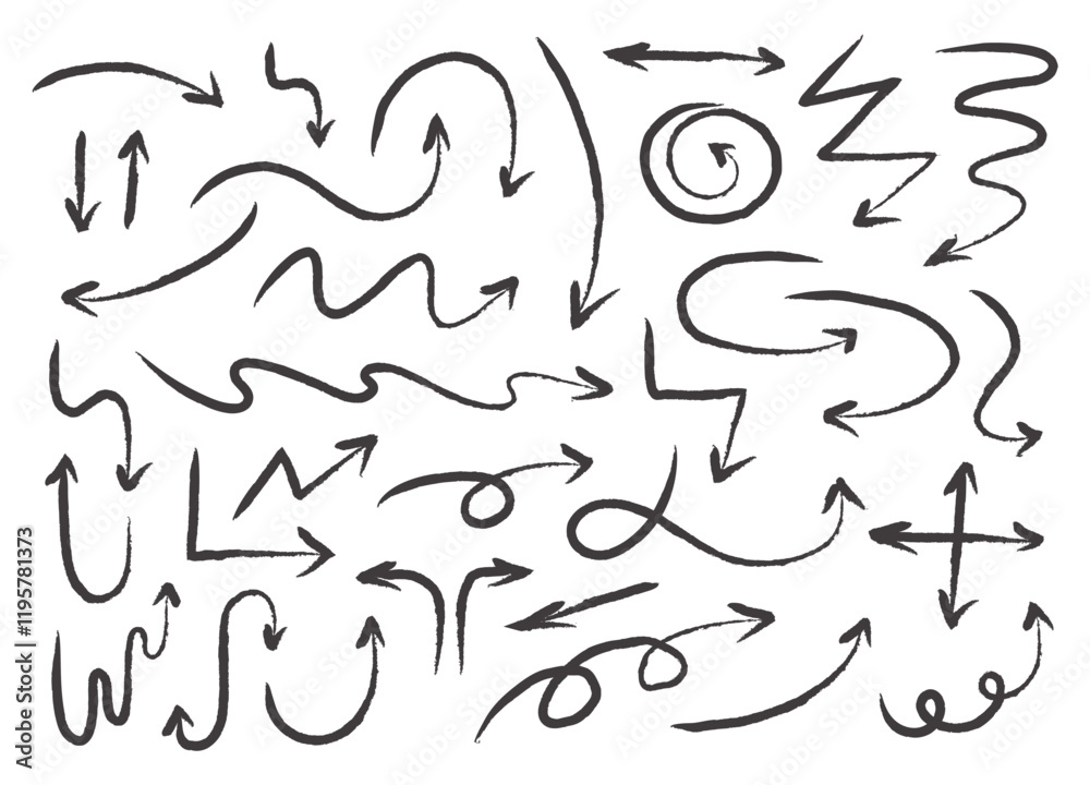 Arrows set freehand, Sign, Symbol, Line art, Arrow mark icons, Hand drawn arrow collection. Handmade vector illustration isolated on white background. Arrows set freehand, Sign, Symbol, Line art, Arrow mark icons, Hand drawn arrow collection. Handmade vector illustration isolated on white background.