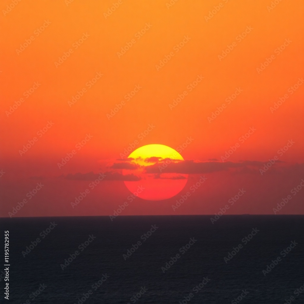 Orange, pink, and purple hues over a calm ocean. Orange, pink, and purple hues over a calm ocean.