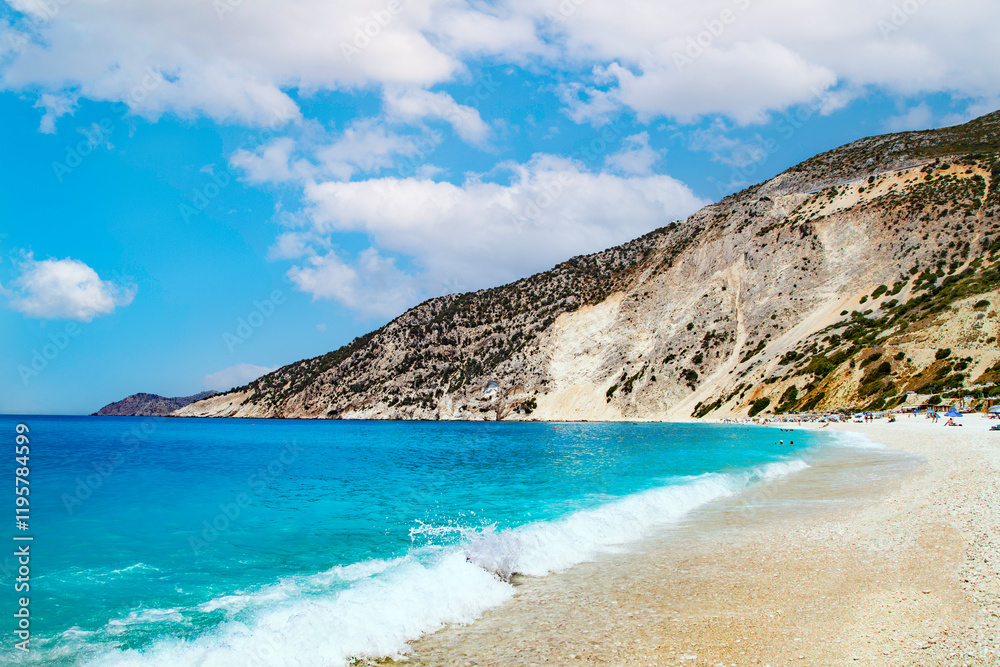 Myrtos beach in Cefalonia (Kefalonia) island, Greece. Myrtos beach in Cefalonia (Kefalonia) island, Greece.