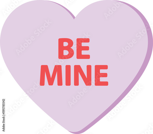 Be Mine heart shape valentine's day purple candy icon.