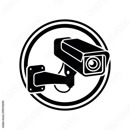 Security camera, CCTV Operation vector round sign icon in black simple style isolated on white background