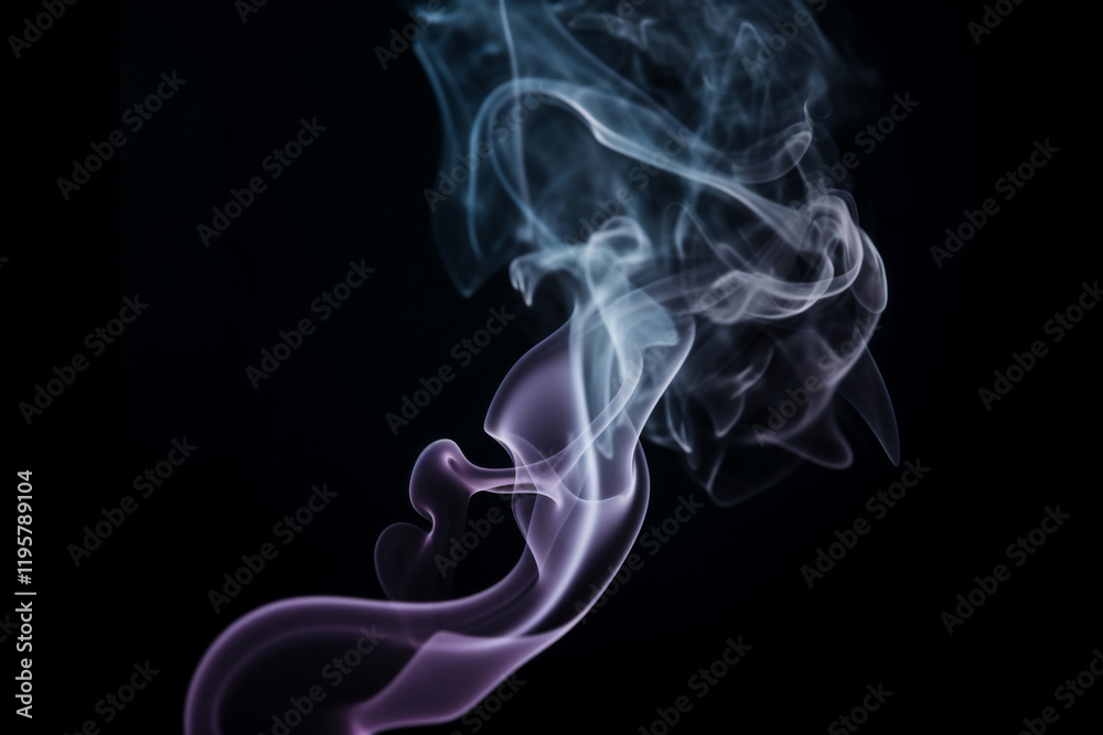Captivating swirls of smoke in shades of blue and purple against a dark backdrop Captivating swirls of smoke in shades of blue and purple against a dark backdrop