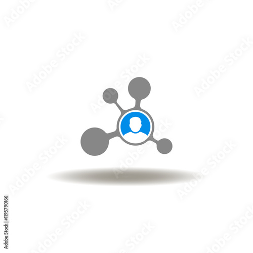 Vector illustration of social media network symbol and user person. Symbol of refer a friend. Icon of social media networking,
