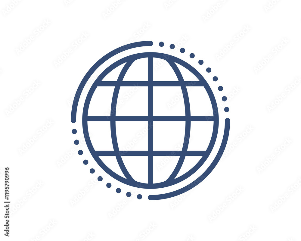Clean, modern vector icon depicting a stylized globe. Ideal for websites, apps, or presentations needing a global connection or networking theme. Clean, modern vector icon depicting a stylized globe. Ideal for websites, apps, or presentations needing a global connection or networking theme.