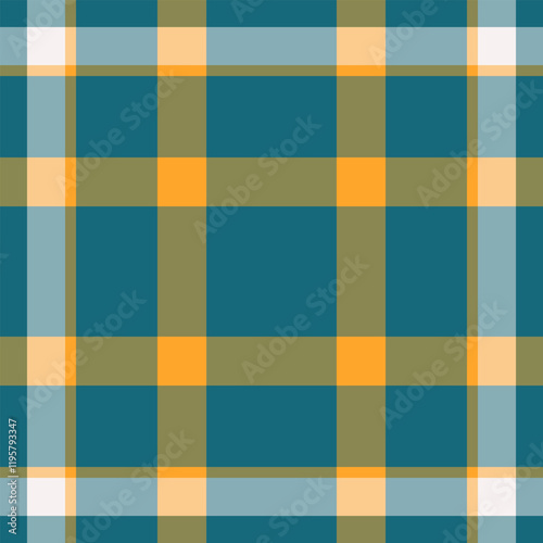 Vibrant teal, gold, and pastel plaid pattern.  Perfect for textile design, website backgrounds, or fashion projects.  Clean, modern aesthetic with a timeless appeal.