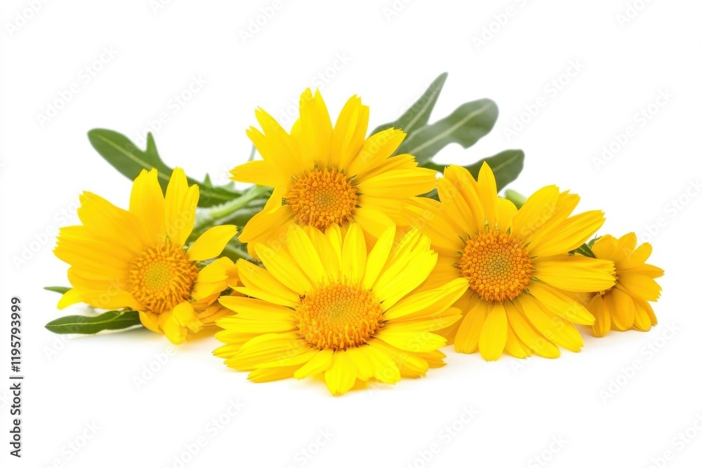 Naklejka premium Yellow flowers bouquet on white