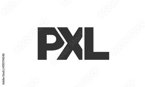 PXL logo design template with strong and modern bold text. Initial based vector logotype featuring simple and minimal typography. Trendy company identity. photo