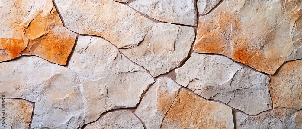 Fototapeta premium Banner template on textured light stone wall with bright and saturated colors