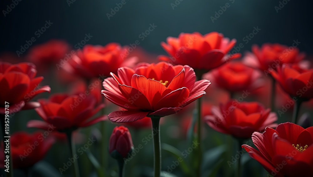 red flowers, dark floral background, generative ai red flowers, dark floral background, generative ai